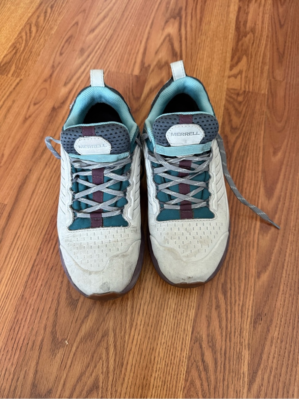 Merrell Women's Cream and Teal Hiking Sneakers tail shoes